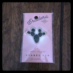 Black and gold Cactus desert inspired enamel pin